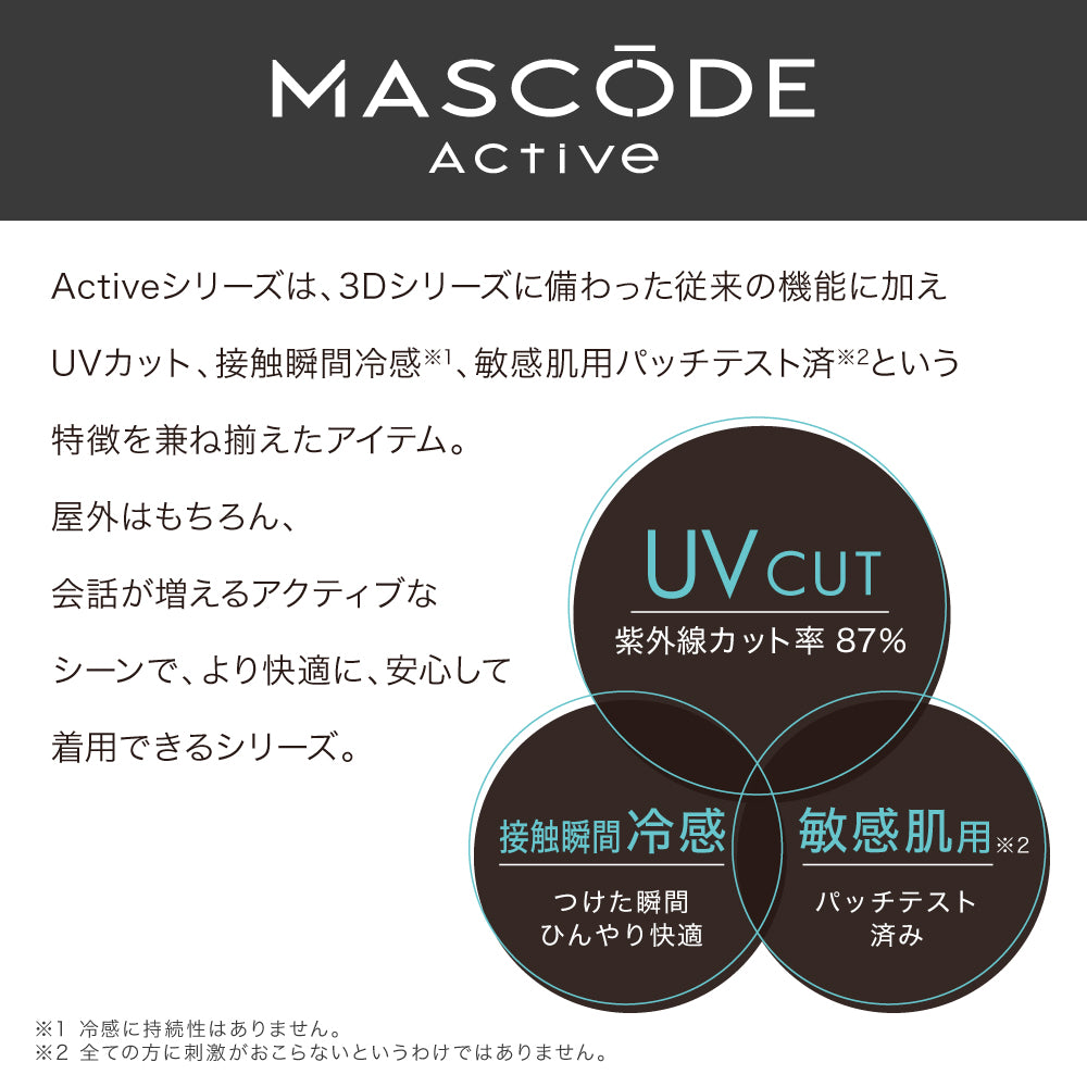 【 マスコード / MASCODE】3Dマスク アクティブシリーズ 6袋セット  冷感マスク